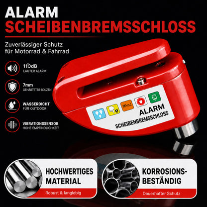 🔒 Scheibenbremsschloss für Motorräder/Fahrräder mit Alarmfunktion | Sofortige Sicherheit, wirksame Abschreckung 🚨