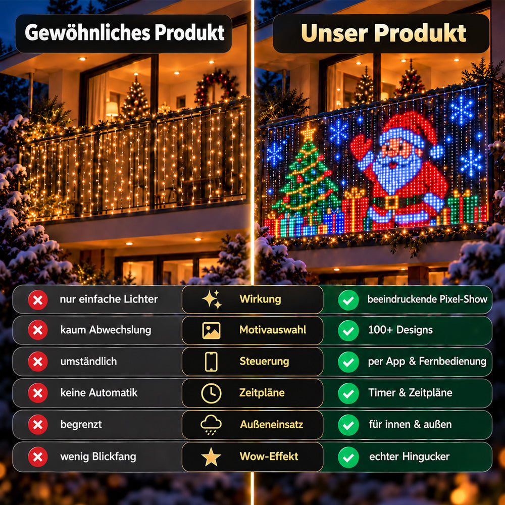 upsell🎄 Smarter LED-Lichtvorhang für Fenster & Wände – bringt Weihnachtszauber nach Hause (Copy)