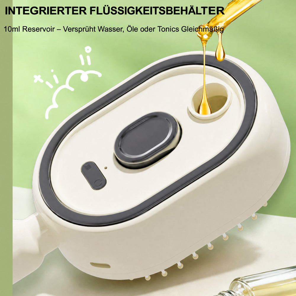 💖Elektrische Kopfhaut-Massagebürste 💆‍♀️ – Selbstreinigend 🧼, entwirrt ohne Ziepen ✨ mit Feuchtigkeitsspray 💨 | Für trockenes & strapaziertes Haar 🌟