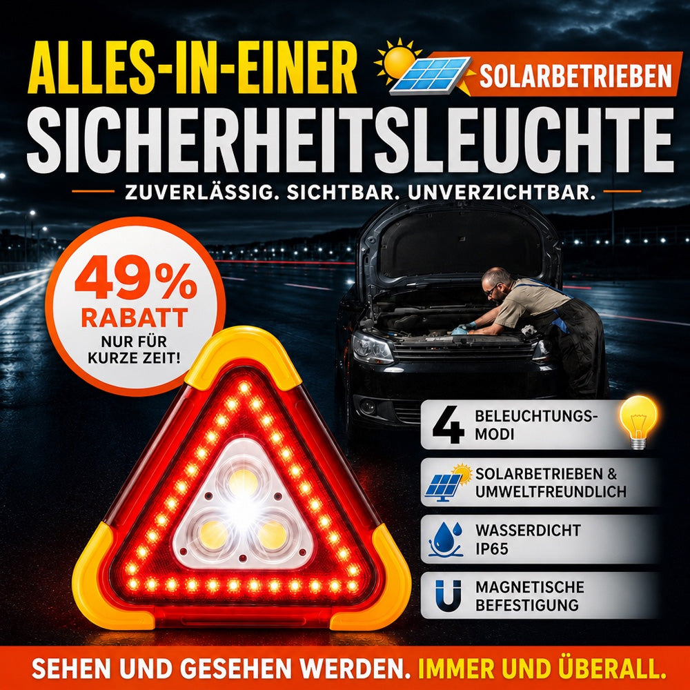 🚗Großes Sonderangebot – 51 % Rabatt🆘3-IN-1 Dreieckige Solar-Notfall-Signalleuchte für den Straßenrand✨
