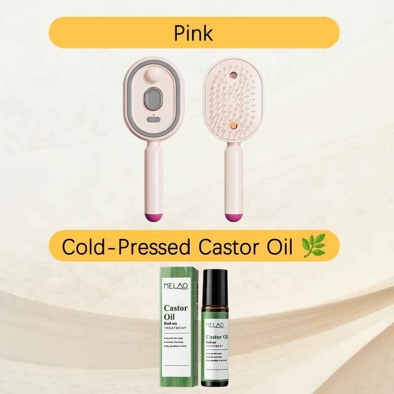 💖Scalp Massager Comb 💆‍♀️ – Self-Cleaning 🧼, Tangle-Free ✂️ & Frizz-Control Hair Brush with Soothing Mist Spray 💨✨ | Perfect for Dry, Brittle Hair 💧🌟