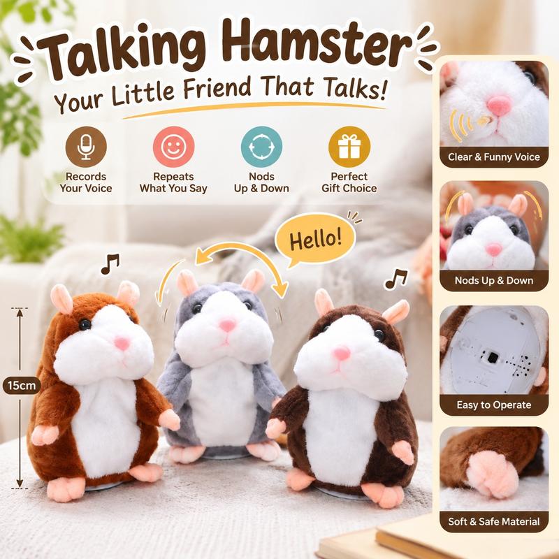 🐹Black Friday Deal 🔥 ✨Talking Hamster Plush – repeats whatever you say, auto head-shaking, hilarious fun for kids & adults.🎁