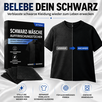 1 kaufen 1 GRATIS dazu🫧Schwarz-Wäsche Auffrischungstücher🖤Verblasste schwarze Kleidung wieder wie neu aussehen lassen