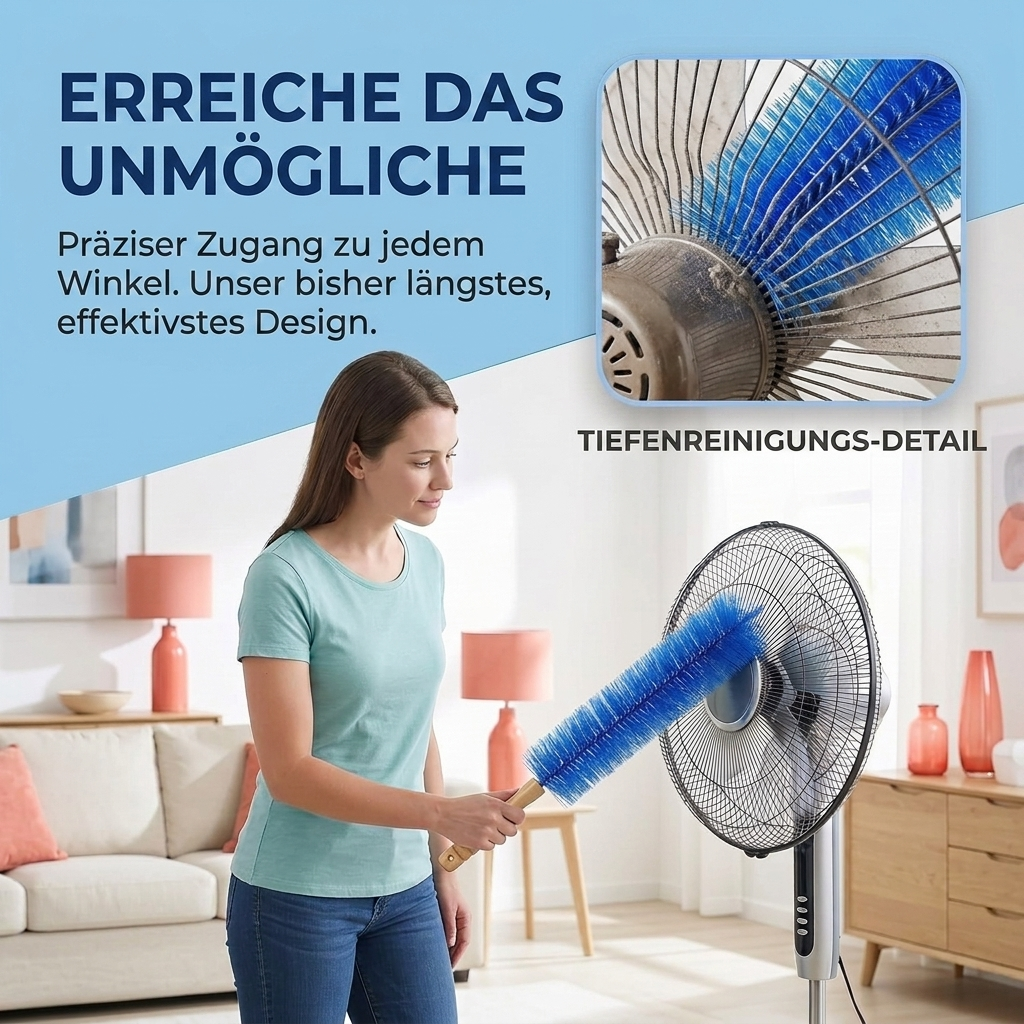 Staubbürste & Reinigungsbürste – Flexibler Mikrofaser-Bürstenkopf, wiederverwendbar, waschbar, ideal für Deckenventilatoren