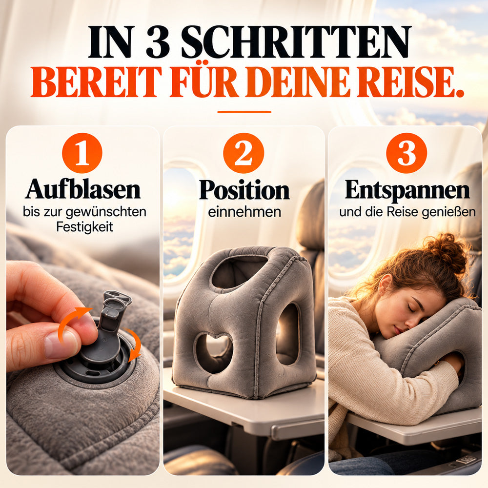 🔥50 % RABATT🌬️✈️😴 Tragbares, aufblasbares, ergonomisches Reisekissen: Genießen Sie jederzeit und überall einen angenehmen Schlaf 🧳💤