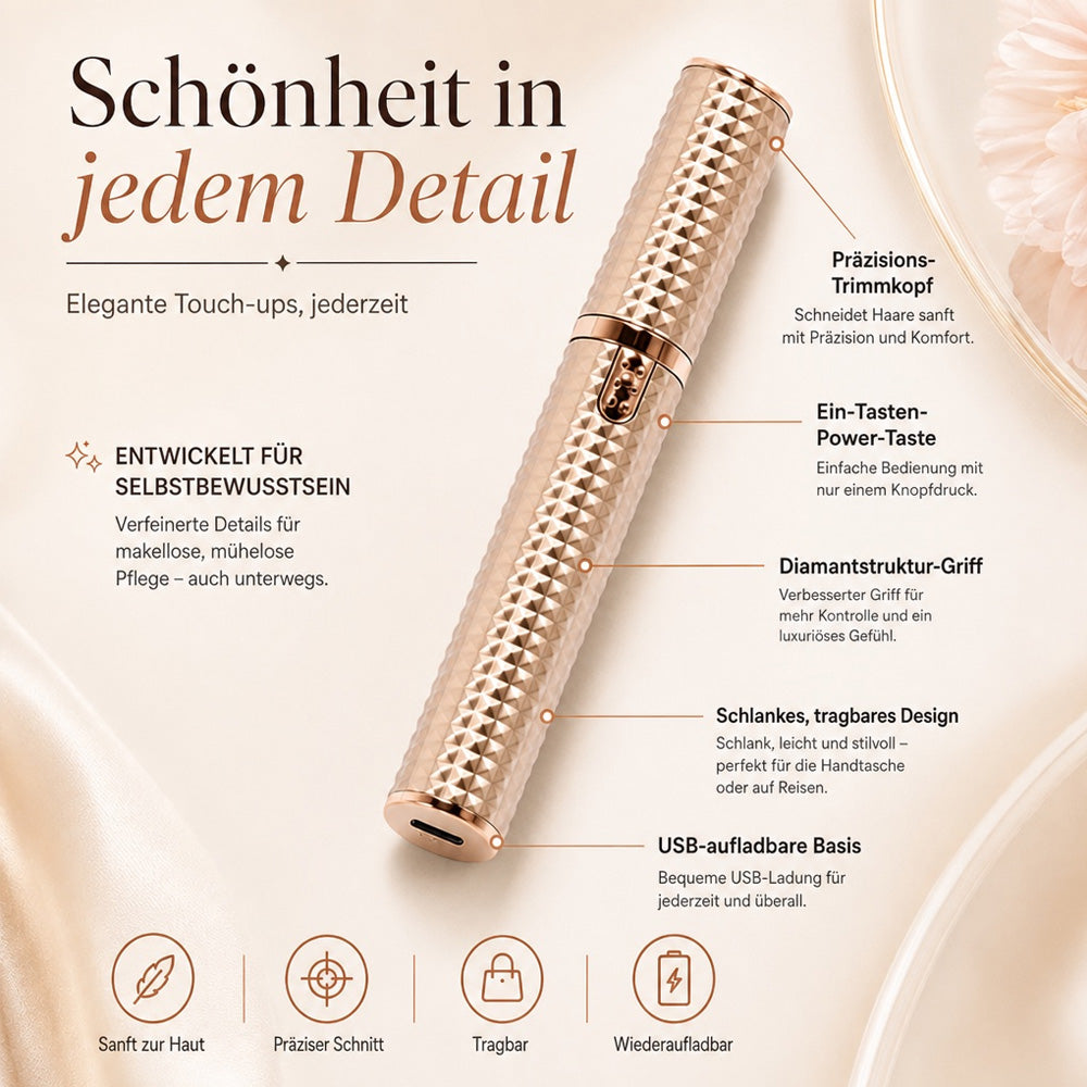 3-in-1 elektrischer Beauty-Trimmer – mit Wechselaufsätzen für Augenbrauen, Gesicht & Detailpflege – für einen gepflegten Look jederzeit und überall 🌍✨