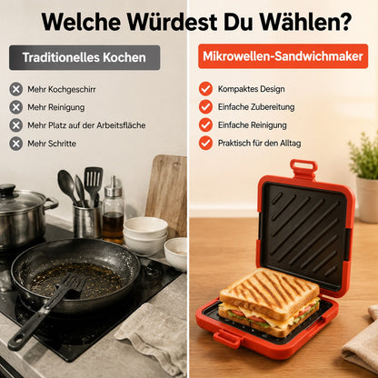 🥪 50% RABATT! 🔥🍳Mikrowellen-Toaster & Sandwichmaker – Schnelle 3-Minuten-Zubereitung, Antihaft-Beschichtung & Leichte Reinigung 💡