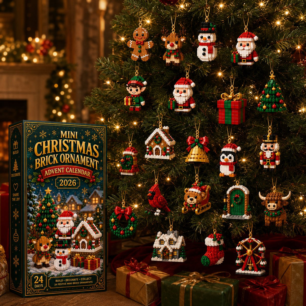 ⏳ Last day to save 49% – 🎄 12-Day Mini Christmas Ornament Advent Calendar | 12 unique festive buildable designs with hanging loops—perfect for decorating Christmas trees, wreaths, and holiday displays 🧱