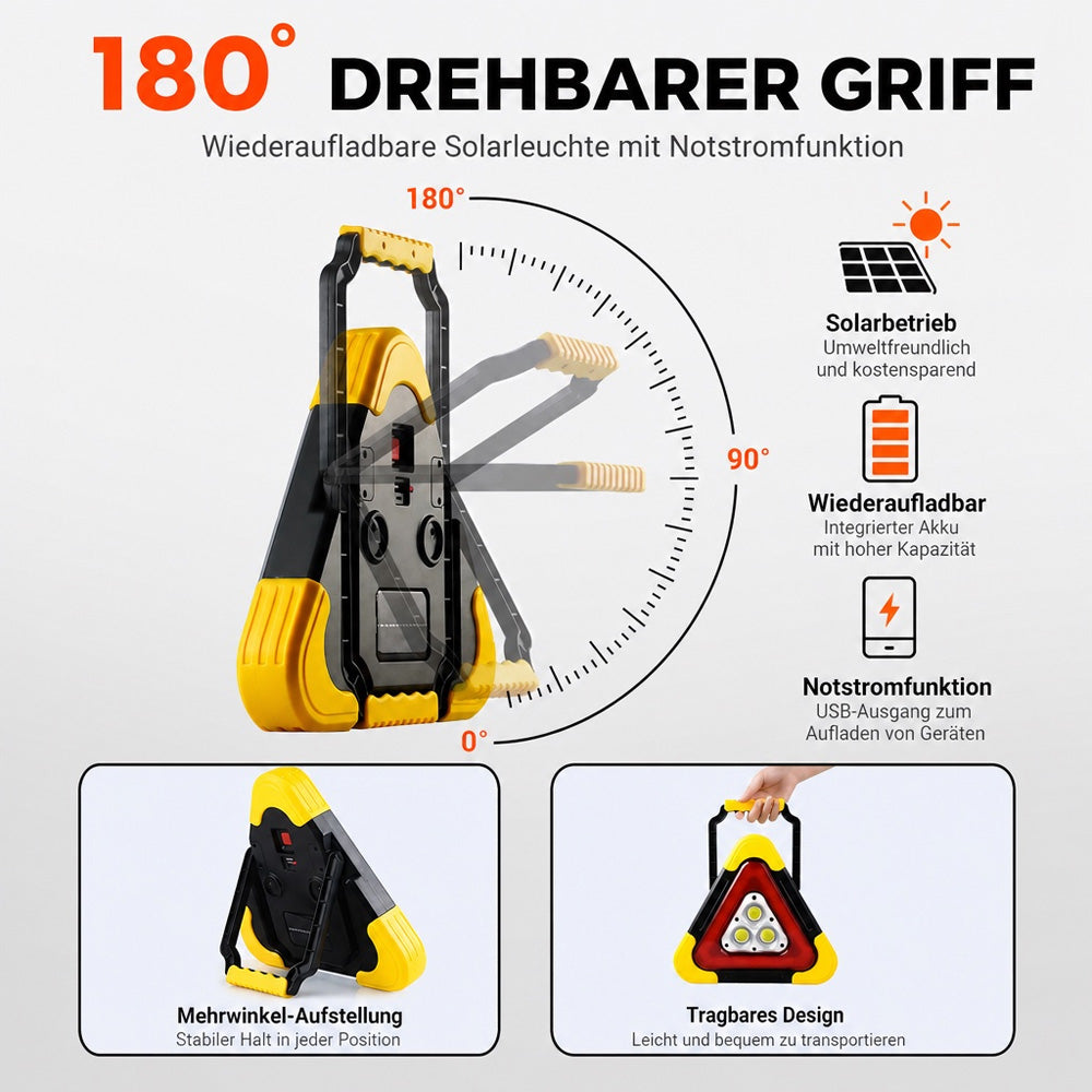🚗Großes Sonderangebot – 51 % Rabatt🆘3-IN-1 Dreieckige Solar-Notfall-Signalleuchte für den Straßenrand✨