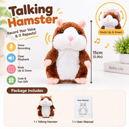 🐹Black Friday Deal 🔥 ✨Talking Hamster Plush – repeats whatever you say, auto head-shaking, hilarious fun for kids & adults.🎁