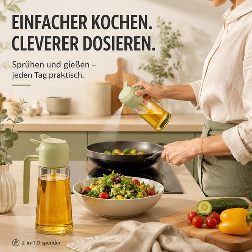 ✨ Schluss mit Tropfen & fettigen Ölflaschen – 2-in-1 Ölspender