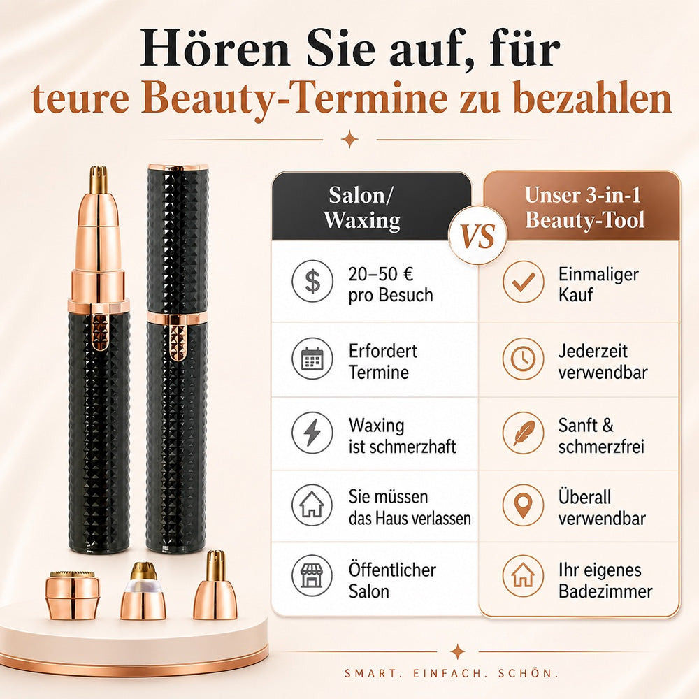 3-in-1 elektrischer Beauty-Trimmer – mit Wechselaufsätzen für Augenbrauen, Gesicht & Detailpflege – für einen gepflegten Look jederzeit und überall 🌍✨
