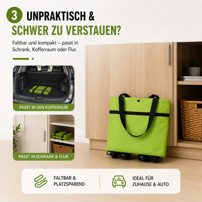 Faltbare Einkaufstasche mit Rollen