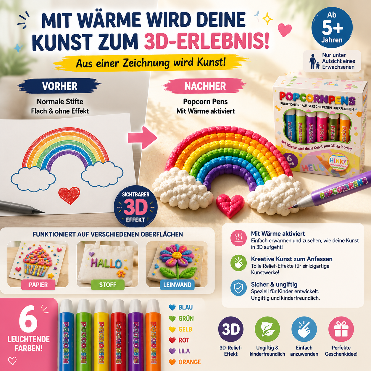 Nur heute 50 % sparen丨3D Relief Art Pen – Aus flachen Zeichnungen wird echte 3D-Kunst 🪄