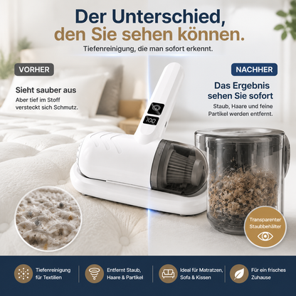 🌟Komplett aufgerüstet🛏️Über 500.000 Stück verkauft!💝Bettstaubsauger mit UV-C-Licht – Klopfen + Saugen + UV in einem!💥🔦