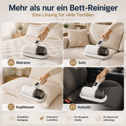 🌟Komplett aufgerüstet🛏️Über 500.000 Stück verkauft!💝Bettstaubsauger mit UV-C-Licht – Klopfen + Saugen + UV in einem!💥🔦