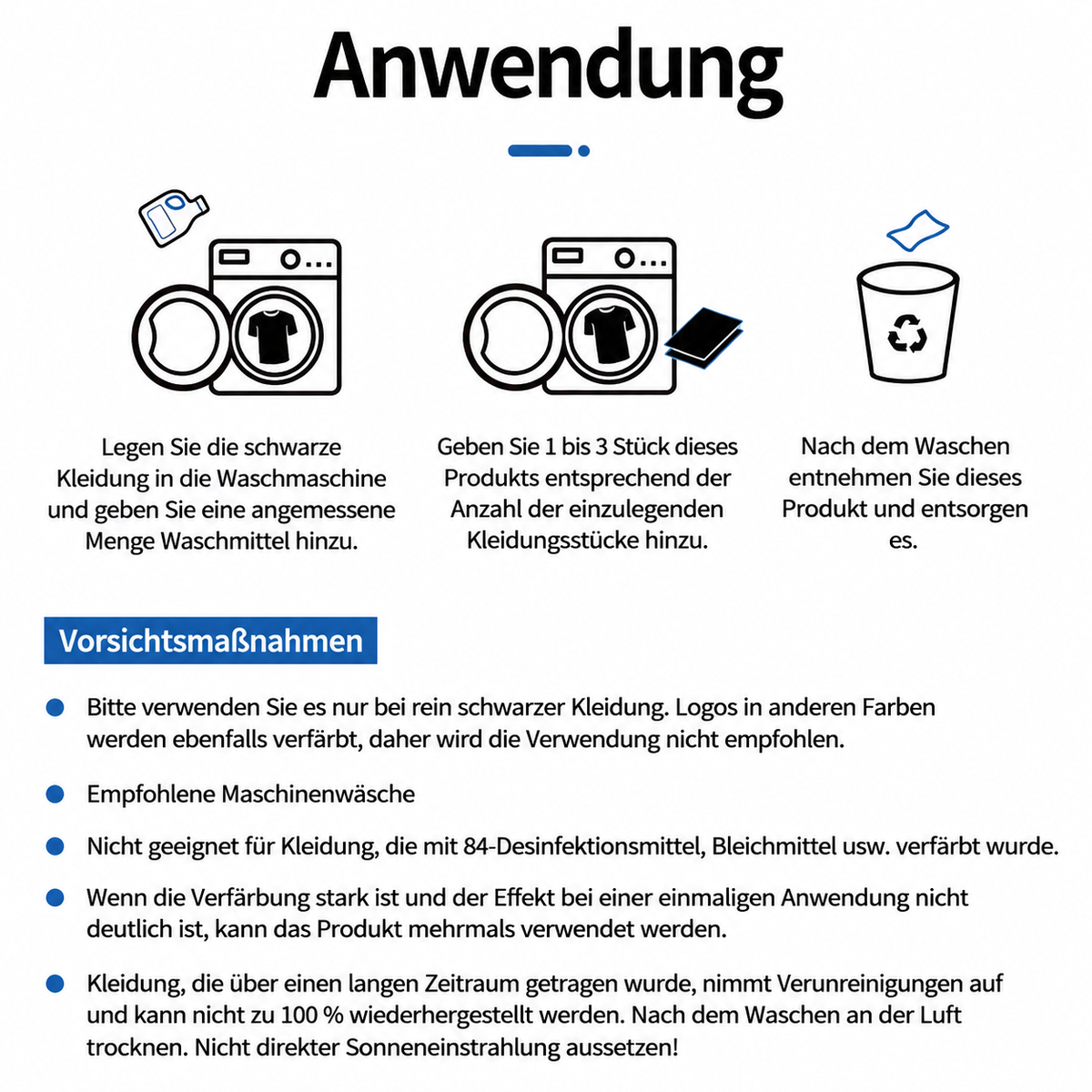 1 kaufen 1 GRATIS dazu🫧Schwarz-Wäsche Auffrischungstücher🖤Verblasste schwarze Kleidung wieder wie neu aussehen lassen