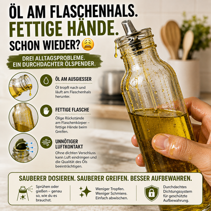 ✨ Schluss mit Tropfen & fettigen Ölflaschen – 2-in-1 Ölspender