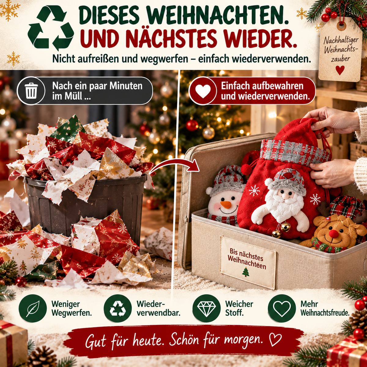 🎅Weihnachtsausverkauf 49% Rabatt🍎Niedliche Geschenktüte für Weihnachten