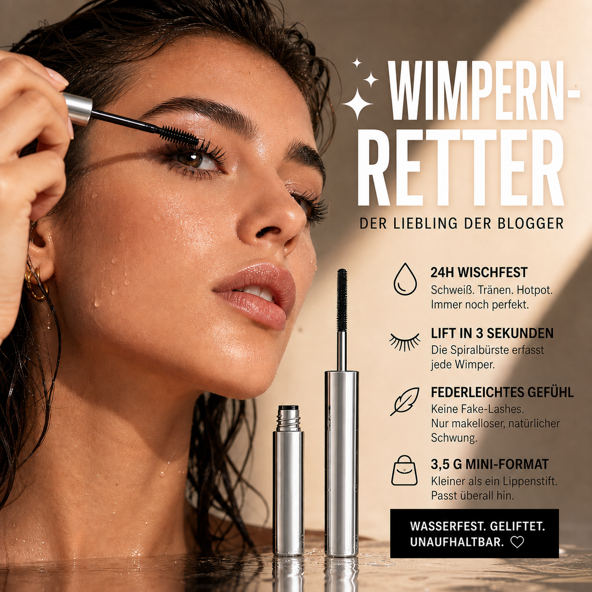 Wasserfeste Fasermascara🎉Nie wieder Pandaaugen – Perfekte Wimpern den ganzen Tag.