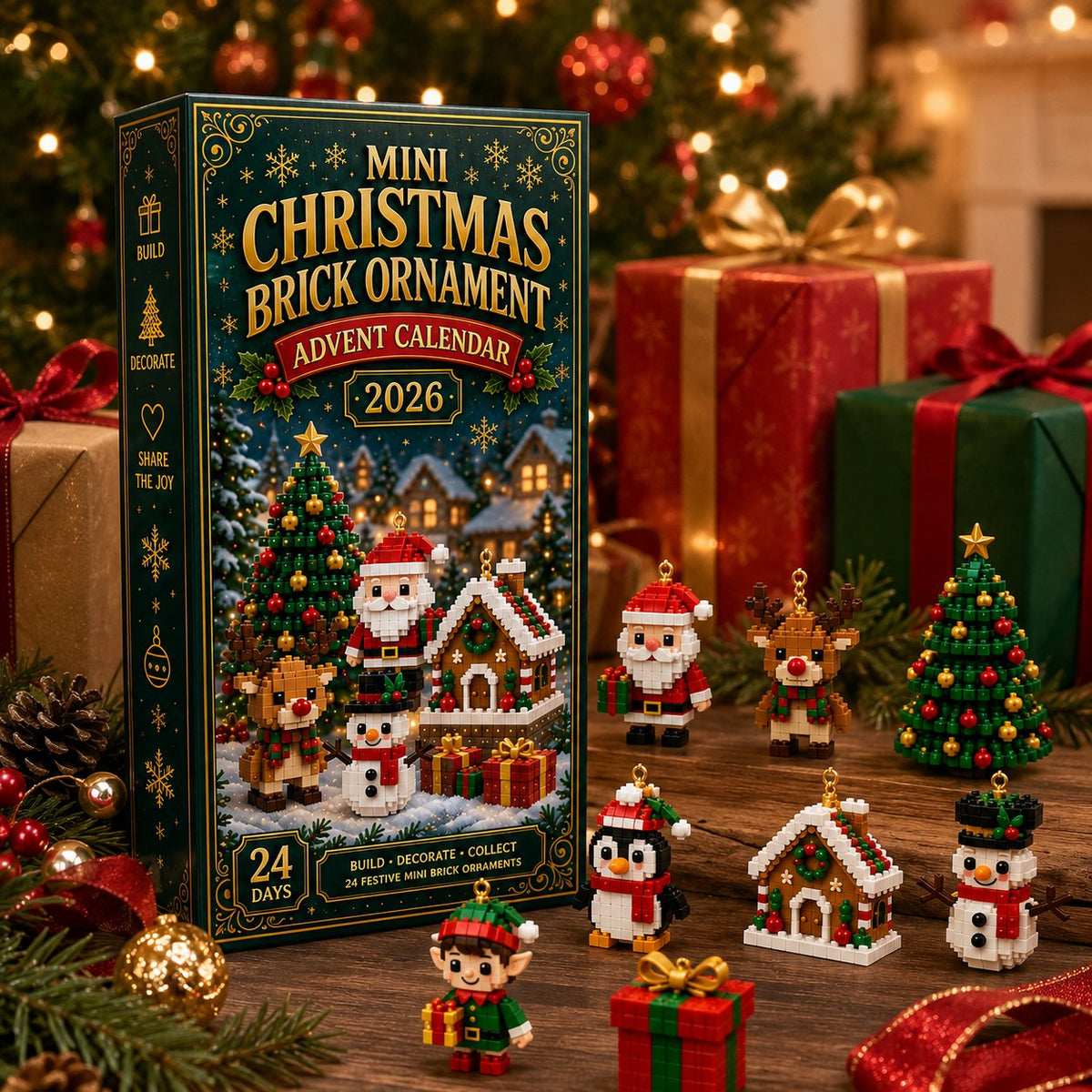 ⏳ Last day to save 49% – 🎄 12-Day Mini Christmas Ornament Advent Calendar | 12 unique festive buildable designs with hanging loops—perfect for decorating Christmas trees, wreaths, and holiday displays 🧱