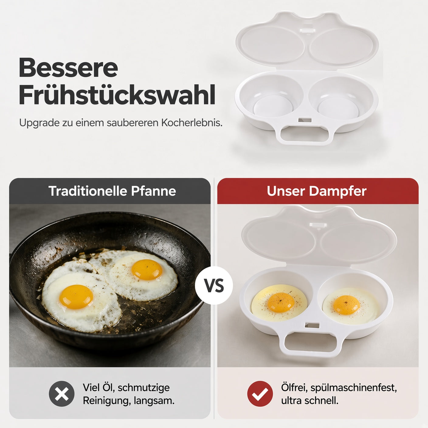🎁 2026 NEU · 50% RABATT 💥 2-Eier-Mikrowellenkocher – Frühstück in Minuten!