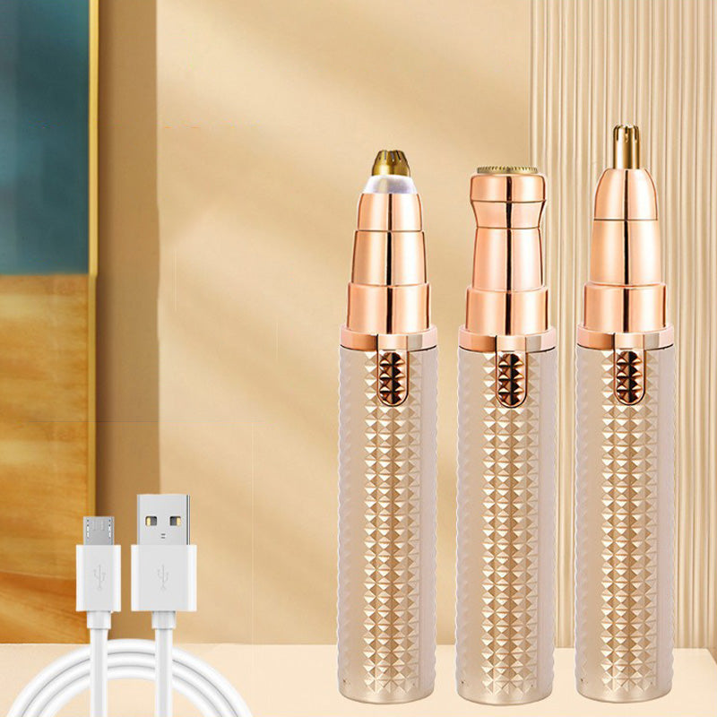 3-in-1 elektrischer Beauty-Trimmer – mit Wechselaufsätzen für Augenbrauen, Gesicht & Detailpflege – für einen gepflegten Look jederzeit und überall 🌍✨