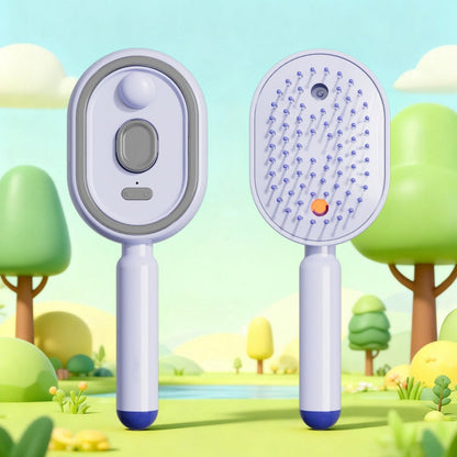 💖Scalp Massager Comb 💆‍♀️ – Self-Cleaning 🧼, Tangle-Free ✂️ & Frizz-Control Hair Brush with Soothing Mist Spray 💨✨ | Perfect for Dry, Brittle Hair 💧🌟