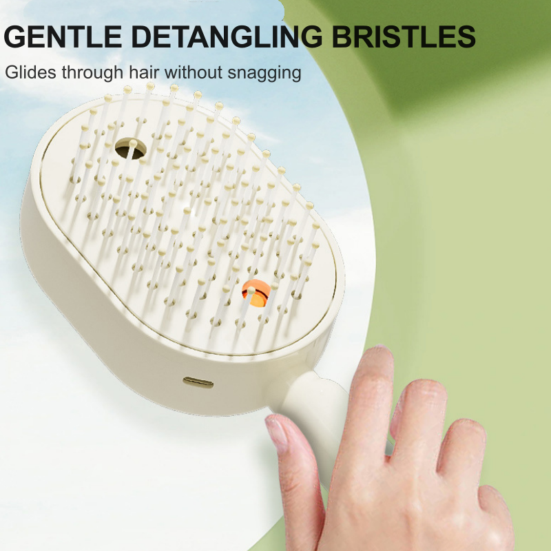 💖Scalp Massager Comb 💆‍♀️ – Self-Cleaning 🧼, Tangle-Free ✂️ & Frizz-Control Hair Brush with Soothing Mist Spray 💨✨ | Perfect for Dry, Brittle Hair 💧🌟
