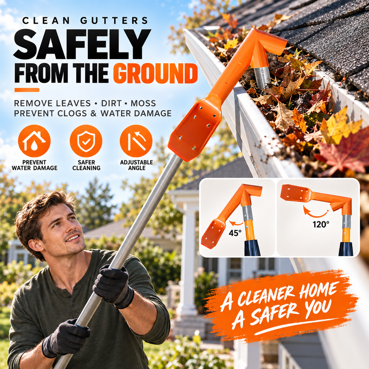 Clean Gutters Instantly! No-Ladder Adjustable Gutter Scoop