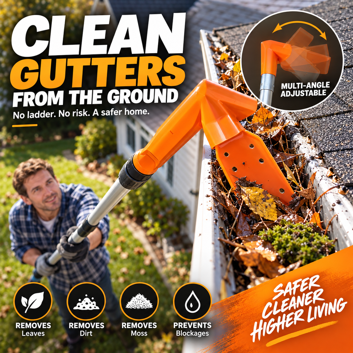 Clean Gutters Instantly! No-Ladder Adjustable Gutter Scoop